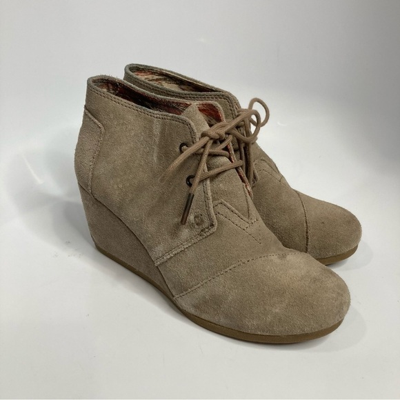 Tom’s desert wedge Booties tan suede size 8 - Picture 3 of 9